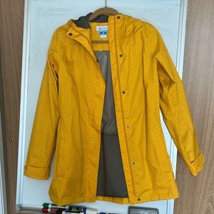 NWOT Columbia rain jacket S yellow dots